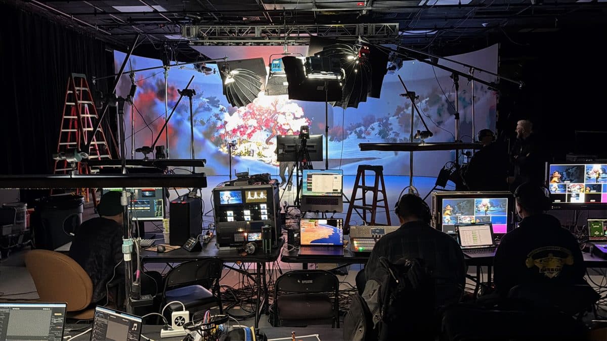 Multicamera live switching underway in the control room during a broadcast